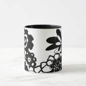 白黒フローラガーデングラフィックパターン マグカップ (中央)