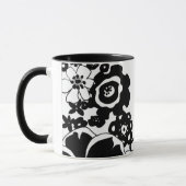 白黒フローラガーデングラフィックパターン マグカップ (左)