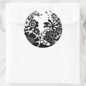 白黒フローラガーデングラフィックパターン ラウンドシール (バッグ)