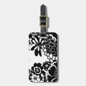 白黒フローラガーデングラフィックパターン ラゲッジタグ (正面縦)