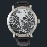 白黒フローラガーデングラフィックパターン 腕時計<br><div class="desc">Chariklia Zarrisによって作成された白黒のフローラガーデンシーンを示すグラフィックパターン。2色の色でさえその絵画美しいではほとんど圧倒される。今日与えこのプリントを購入して絶妙なフローラディスプレイの贈り物！</div>