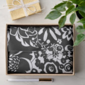 白黒フローラガーデングラフィックパターン 薄葉紙 (ギフト)