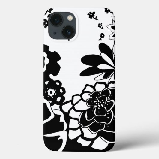 白黒フローラガーデングラフィックパターン Case-Mate iPhoneケース (裏面)