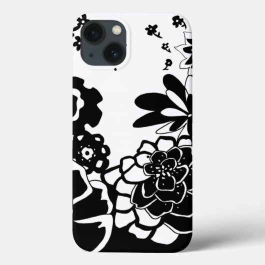 白黒フローラガーデングラフィックパターン Case-Mate iPhoneケース (裏面)