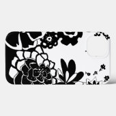 白黒フローラガーデングラフィックパターン Case-Mate iPhoneケース (裏面 (横))