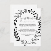 白黒フローラガーランド結婚ズ詳細 エンクロージャーカード (正面/裏面)