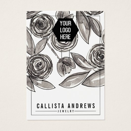 白黒フローラキーチェーンロゴ表示カード (正面)