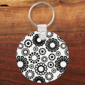 白黒フローラキーチェーン キーホルダー (正面)