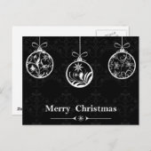 白黒フローラクリスマスオーナメント シーズンポストカード (正面/裏面)
