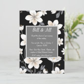 白黒フローラグレー文字ボック結婚ス 招待状 (スタンド正面)