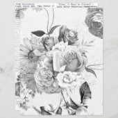 白黒フローラコラージスクラップブック紙 (正面/裏面)