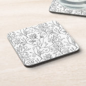 白黒フローラコルクコースター コースター (左側)