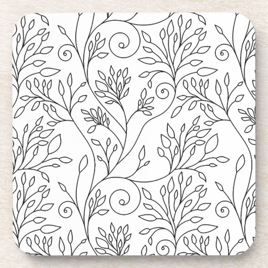 白黒フローラコルクコースター コースター (正面)
