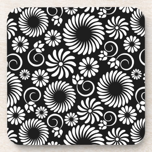 白黒フローラコルクコースター コースター (正面)