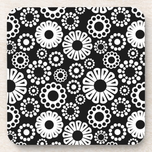 白黒フローラコルクコースター コースター (正面)