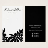 白黒フローラスクリプトフォントイヤリング (正面&裏面)