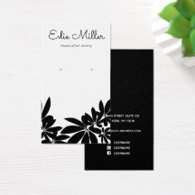 白黒フローラスクリプトフォントイヤリング