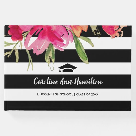 白黒フローラストライプ卒業 ゲストブック (正面)