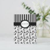 白黒フローラストライプR.S.V.P.カード 出欠カード (スタンド正面)