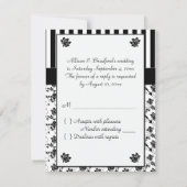 白黒フローラストライプR.S.V.P.カード 出欠カード (裏面)