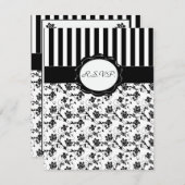 白黒フローラストライプR.S.V.P.カード 出欠カード (正面/裏面)