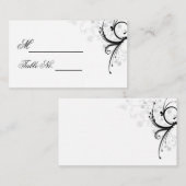 白黒フローラス結婚クロール座席表 プレイスカード (正面/裏面)