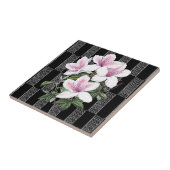  白黒フローラセラミックタイル タイル (側面)