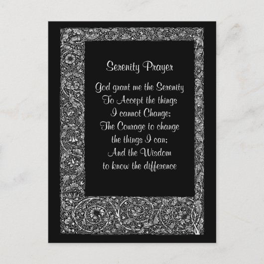 白黒フローラセレニティ祈りの言葉はがき ポストカード (正面)