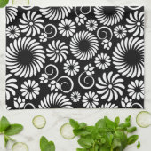 白黒フローラタオル キッチンタオル (折り畳み)