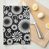 白黒フローラタオル キッチンタオル (四つ折り)