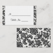 白黒フローラダマスクウェディング座席表 プレイスカード (正面/裏面)