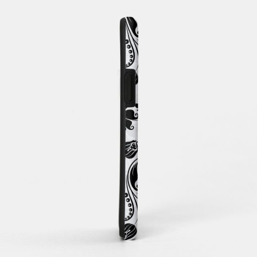 白黒フローラダマスクエレガントパターン Case-Mate iPhoneケース (裏面/右)