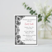 白黒フローラダマスクブライダルシャワー 招待状 (スタンド正面)
