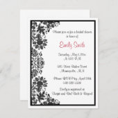 白黒フローラダマスクブライダルシャワー 招待状 (正面/裏面)