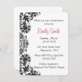 白黒フローラダマスクブライダルシャワー 招待状 (正面/裏面)