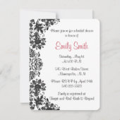 白黒フローラダマスクブライダルシャワー 招待状 (正面)