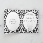 白黒フローラダマスク写真2重結婚の 招待状 (内部)
