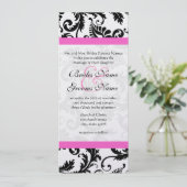 白黒フローラダマスク渦巻結婚き 招待状 (スタンド正面)