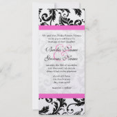 白黒フローラダマスク渦巻結婚き 招待状 (正面)