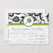 白黒フローラダマスク結婚式 出欠カード (裏面)