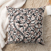 白黒フローラダマスク装飾用クッション16x16" クッション (ブランケット)