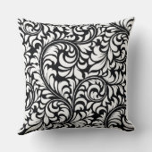 白黒フローラダマスク装飾用クッション16x16" クッション (裏面)