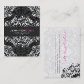 白黒フローラダマスク3ウェディングプランナー 名刺 (正面/裏面)
