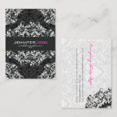 白黒フローラダマスク3ウェディングプランナー 名刺 (正面/裏面)