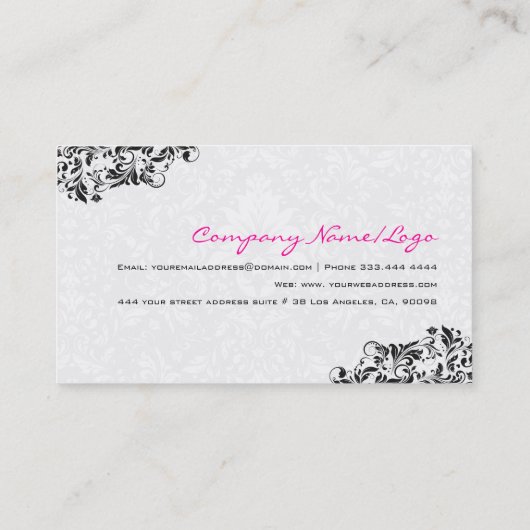 白黒フローラダマスク4ウェディングプランナー 名刺 (裏面)