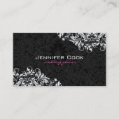白黒フローラダマスク4ウェディングプランナー 名刺 (正面)