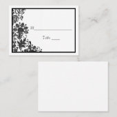 白黒フローラダマスク |フラットカスタム プレイスカード (正面/裏面)