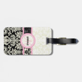 白黒フローラダマスク ラゲッジタグ (裏面横)