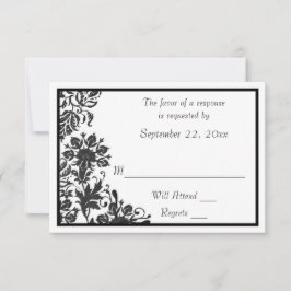 白黒フローラダマスク 出欠カード