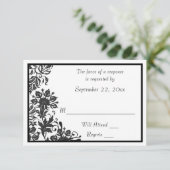 白黒フローラダマスク 出欠カード (スタンド正面)